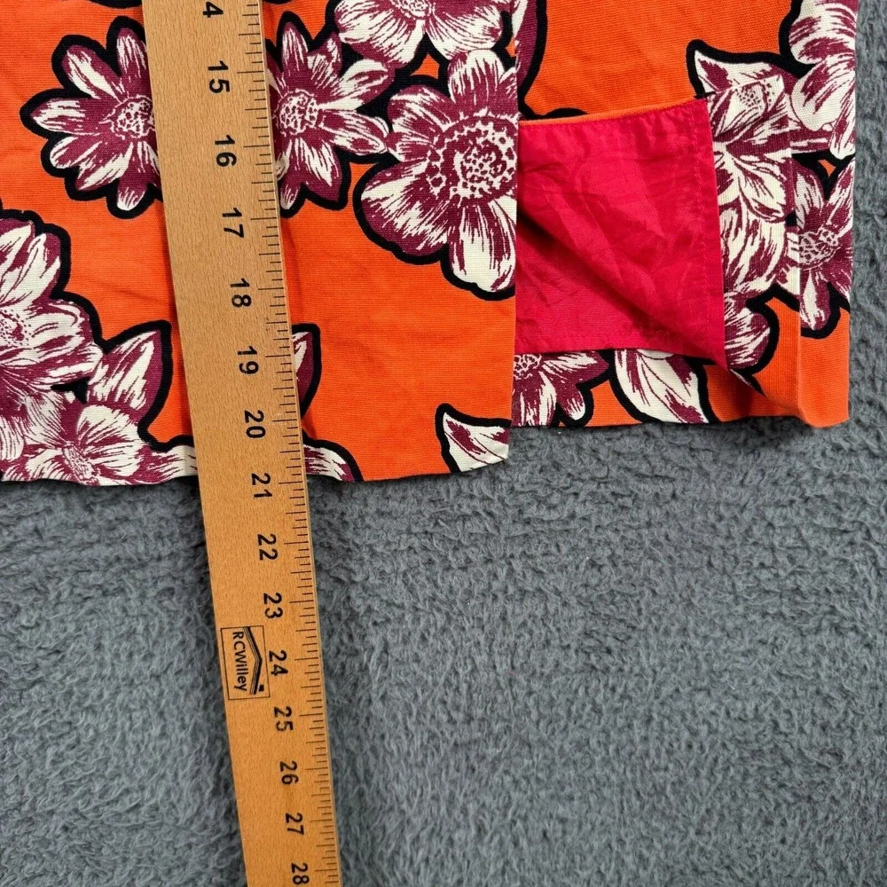 Anthropologie Maeve Mini Skirt Women 4 Hawaiian Floral Orange Stretch Clasp‎ Zip